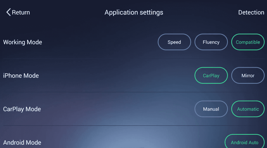 Working Mode Options
